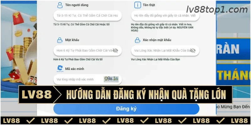 Quy trình đăng ký tài khoản LV88 dành cho hội viên mới