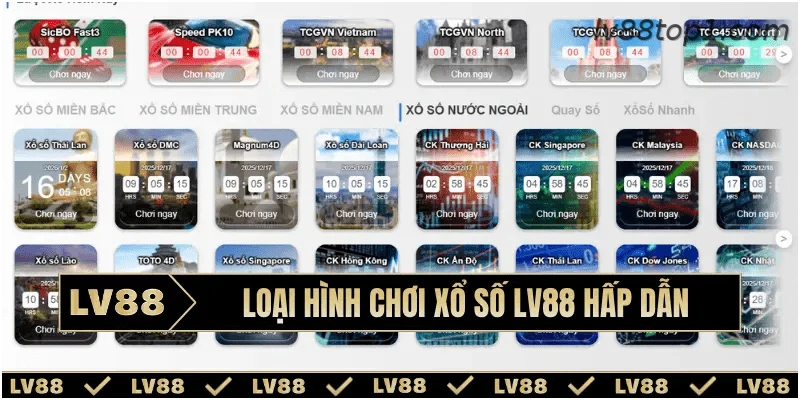 Loại hình chơi xổ số LV88 hấp dẫn